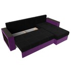 Угловой диван «Дубай Лайт», еврокнижка, угол правый, микровельвет, чёрный / фиолетовый - Фото 8