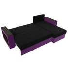 Угловой диван «Дубай Лайт», еврокнижка, угол правый, микровельвет, чёрный / фиолетовый - Фото 9