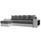 Угловой диван «Дубай», левый, механизм еврокнижка, рогожка / экокожа, цвет серый / белый - Фото 1