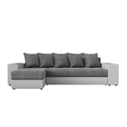 Угловой диван «Дубай», левый, механизм еврокнижка, рогожка / экокожа, цвет серый / белый - Фото 2