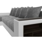 Угловой диван «Дубай», левый, механизм еврокнижка, рогожка / экокожа, цвет серый / белый - Фото 4