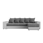 Угловой диван «Дубай», правый, механизм еврокнижка, рогожка / экокожа, цвет серый / белый - Фото 2
