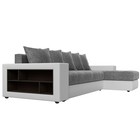 Угловой диван «Дубай», правый, механизм еврокнижка, рогожка / экокожа, цвет серый / белый - Фото 3