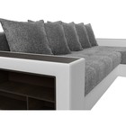 Угловой диван «Дубай», правый, механизм еврокнижка, рогожка / экокожа, цвет серый / белый - Фото 4
