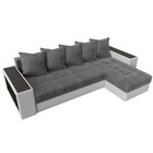 Угловой диван «Дубай», правый, механизм еврокнижка, рогожка / экокожа, цвет серый / белый - Фото 5