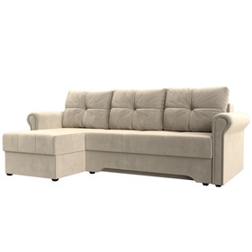 Угловой диван «Леон», левый угол, механизм еврокнижка, микровельвет, цвет бежевый
