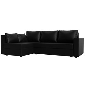 Угловой диван «Мансберг», механизм еврокнижка, угол левый, экокожа, цвет чёрный