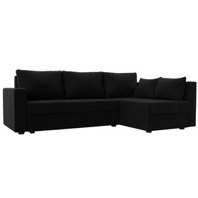 Угловой диван «Мансберг», механизм еврокнижка, угол правый, микровельвет, цвет чёрный