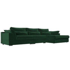 Угловой диван «Пекин Long угол правый», механизм пантограф, велюр, цвет зелёный