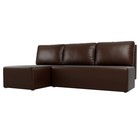 Угловой диван «Поло», левый угол, механизм еврокнижка, экокожа, цвет коричневый - Фото 1