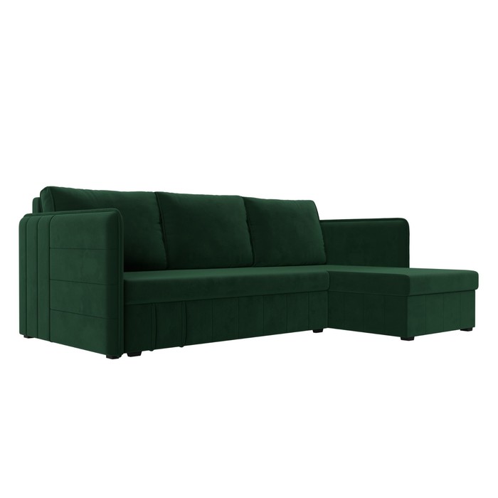 Угловой диван «Слим», правый угол, механизм еврокнижка, велюр, цвет зелёный - Фото 1