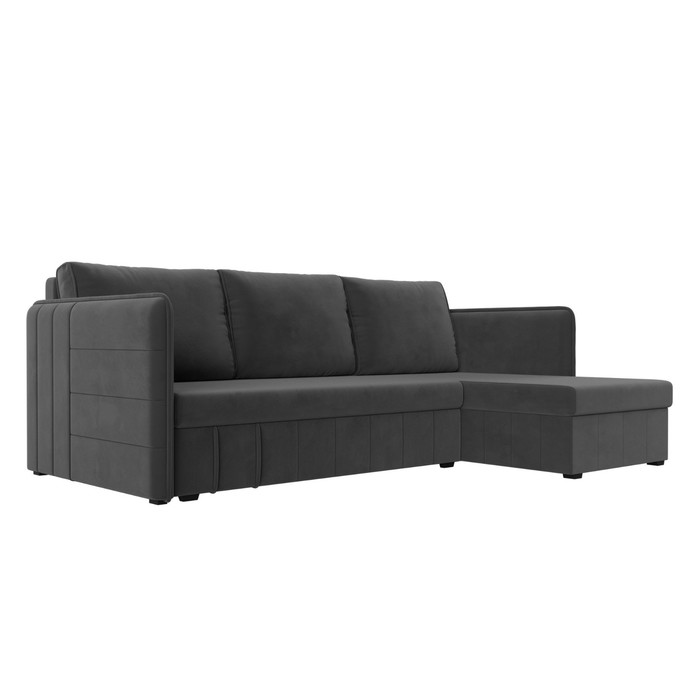 Угловой диван «Слим», правый угол, механизм еврокнижка, велюр, цвет серый - Фото 1