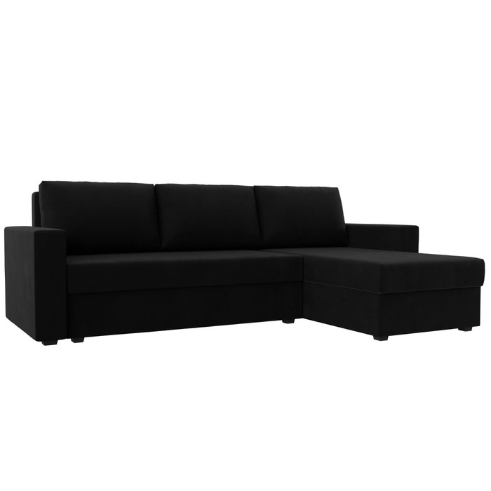 Угловой диван «Траумберг Лайт», правый, механизм еврокнижка, микровельвет, цвет чёрный - Фото 1
