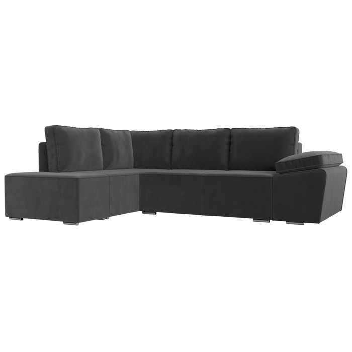Угловой диван «Хьюго», левый угол, механизм еврокнижка, велюр, цвет серый - Фото 1