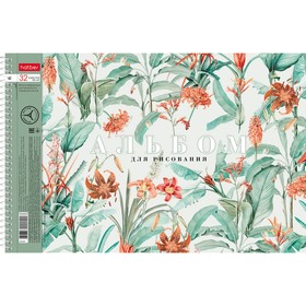 Альбом для рисования А4, 32 листа на гребне Floral collection, обложка мелованный картон, перфорация, блок 100 г/м2, МИКС