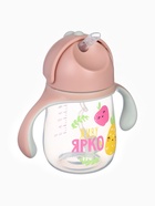 Поильник - непроливайка детский с силиконовой трубочкой «Фрукты», 260 мл., с ручками, розовый - Фото 2