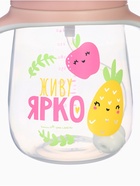 Поильник - непроливайка детский с силиконовой трубочкой «Фрукты», 260 мл., с ручками, розовый - Фото 8
