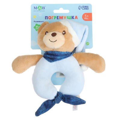 Погремушка мягкая M&B «Мишка в колпачке», от 3 мес.