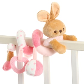 Растяжка - спираль с игрушками дуга на коляску / кроватку для малышей «Зайка», Mum&Baby
