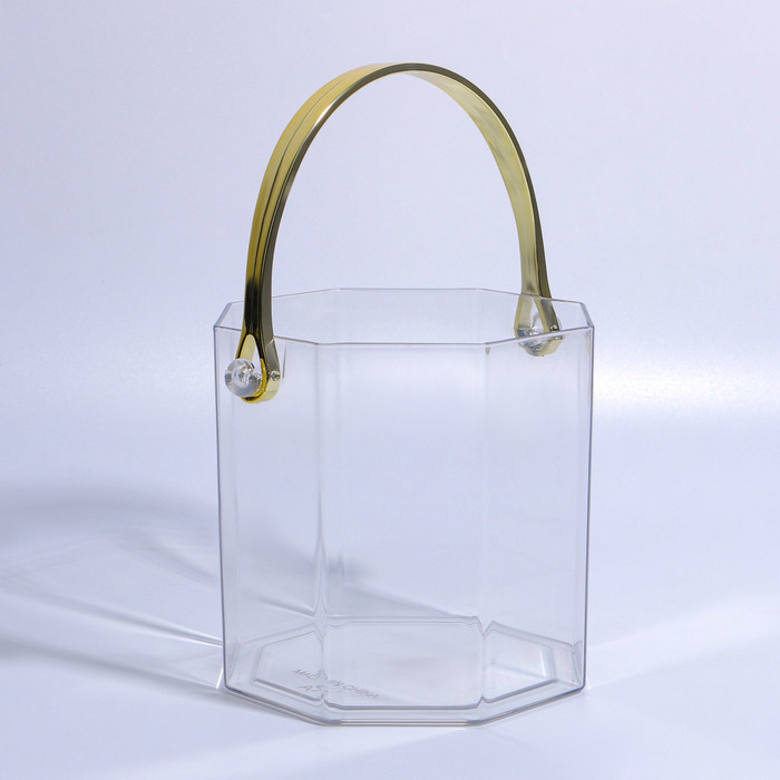 Органайзер для хранения косметических принадлежностей «CLEAN GOLD», с ручкой, восьмиугольный, d - 12,5 × 12 см, цвет прозрачный/золотистый