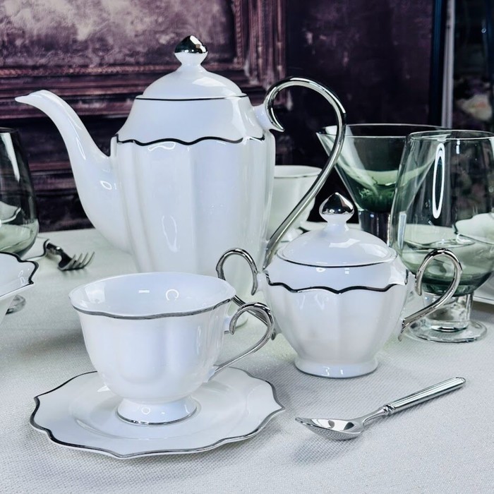 Чайный сервиз Lenardi Magnolia Silver, 14 предметов - Фото 1