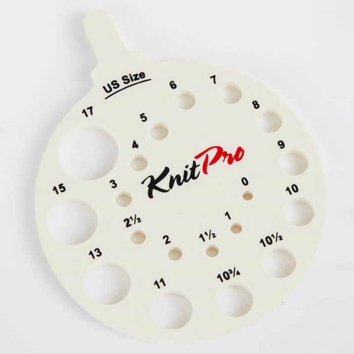 Линейка для определения размера спиц KnitPro, круглая белая 10991