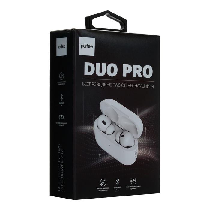 Наушники Perfeo DUO PRO, TWS, беспроводные, вакуумные, микрофон, BT 5.3, 300 мАч, белые - фото 51545317