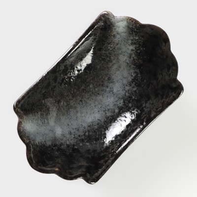 Салатник Magistro «Ночной дождь», 13×8×4.5 см, фарфор, чёрный