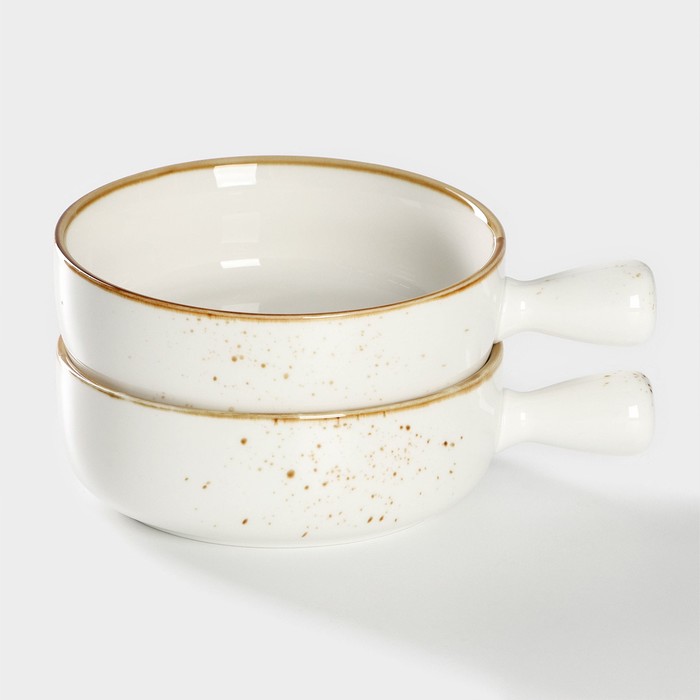 Кокотницы «Церера», набор 2 шт., d=15 см, 500 мл, фарфор, белые - Фото 1