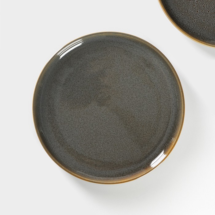 Набор тарелок фарфоровых десертных Magistro Fog, 2 предмета: d=20 см, цвет серый - фото 1909563822