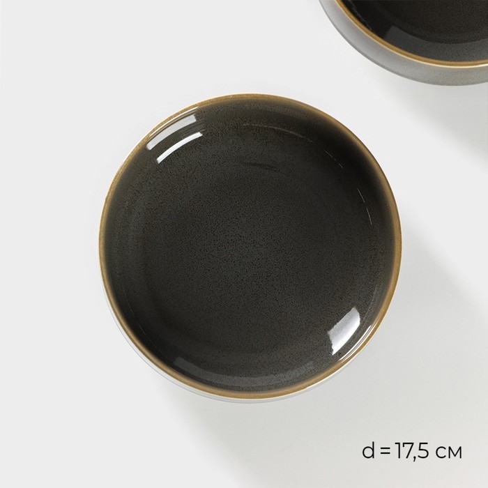 Набор тарелок фарфоровых глубоких Magistro Fog, 2 предмета: 1 л, d=17,5 см, цвет серый - фото 1906651437