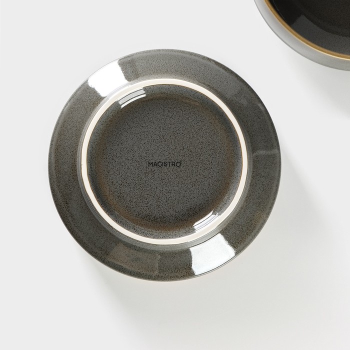 Набор тарелок фарфоровых глубоких Magistro Fog, 2 предмета: 1 л, d=17,5 см, цвет серый - фото 1906651439