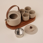 Чайный сервиз керамический SL Home «Стоун форест», 6 предметов: 4 чашки 100 мл, чайник 650 мл, подставка 30×16 см - фото 25407584