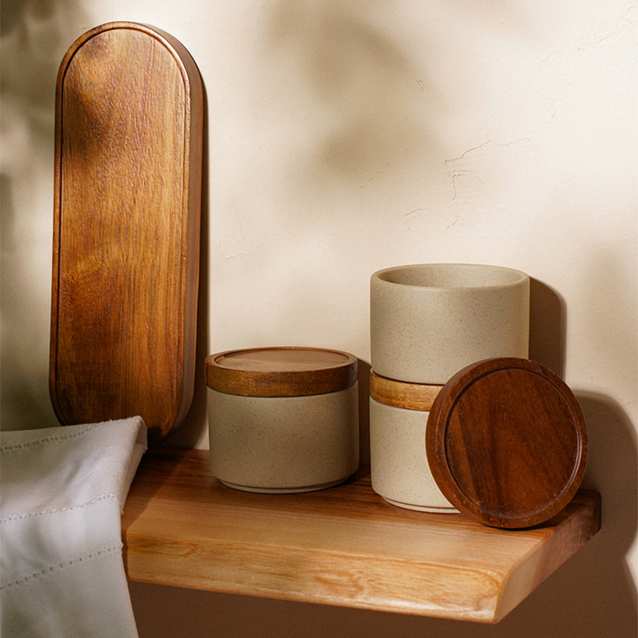 Набор банок для сыпучих продуктов на подставке SL Home «Стоун форест», 4 предмета: 3 банки 220 мл, подставка, керамика