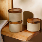 Набор банок для сыпучих продуктов на подставке SL Home «Стоун форест», 4 предмета: 3 банки 220 мл, подставка, керамика - Фото 8