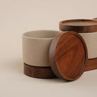 Набор банок для сыпучих продуктов на подставке SL Home «Стоун форест», 4 предмета: 3 банки 220 мл, подставка, керамика - Фото 4