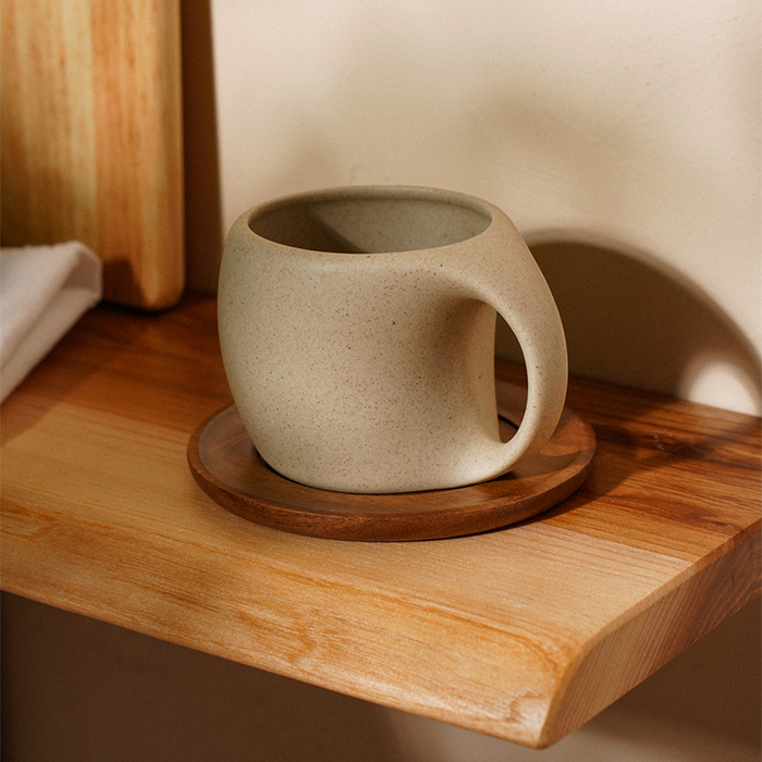 Кружка керамическая SL Home «Стоун форест», 220 мл, на деревянной подставке, d=12 см - Фото 1