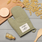 Варежка - прихватка «Этель» HOME, 26×16 см, 50% хлопок, 50% лен, зелёная - Фото 1