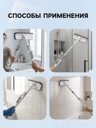 Швабра для окон Raccoon с распылителем, алюминиевая ручка 116 см, сгон 25 см, насадка из микрофибры 25×6 см - Фото 2