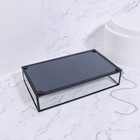 Органайзер для хранения «Square», 1 секция, стеклянный, 24 × 14 × 5 см, цвет прозрачный/чёрный - Фото 3