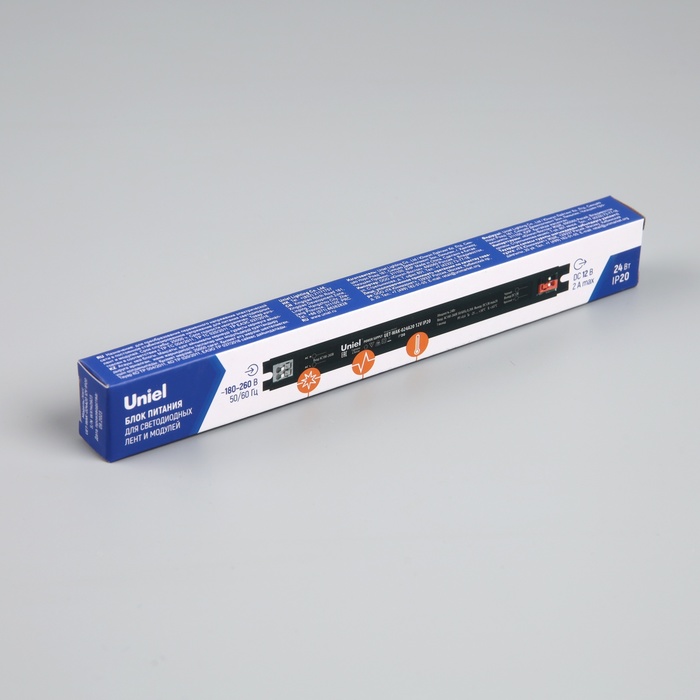Ультратонкий блок питания для светодиодных лент и модулей Uniel PRO, 24 Вт, 12 В, IP20