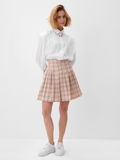 Юбка мини в складку женская MINAKU: Casual Collection, клетка розовая, размер 44