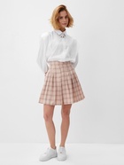 Юбка мини женская в складку MINAKU: Casual Collection, принт клетка розовая, размер 48 - фото 809712738