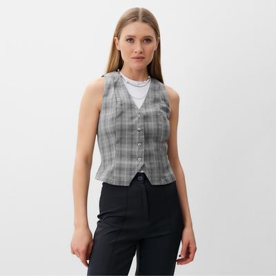 Жилет женский MINAKU: Casual Collection, клетка серая, размер 46