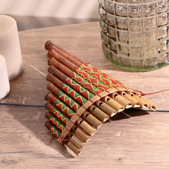 Сувенирный музыкальный инструмент «Флейта Пана» 28×19.5×6.5 см МИКС - Фото 1