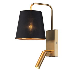 Светильник настенный Escada, 589/1A Brass. 1х40+1Вт, E14, 230х130х320 мм, цвет черный/бронза