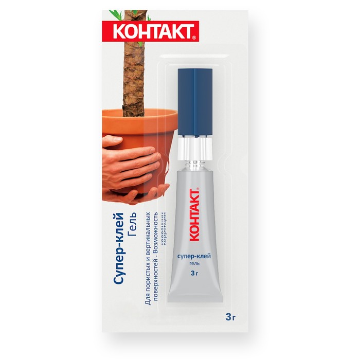 Суперклей Контакт 22292, контактный, прозрачный, 3 г - Фото 1
