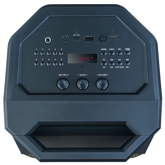 Портативная караоке система Perfeo SPIN, 50 Вт, AUX, USB, SD, BT, 4000 мАч, чёрная