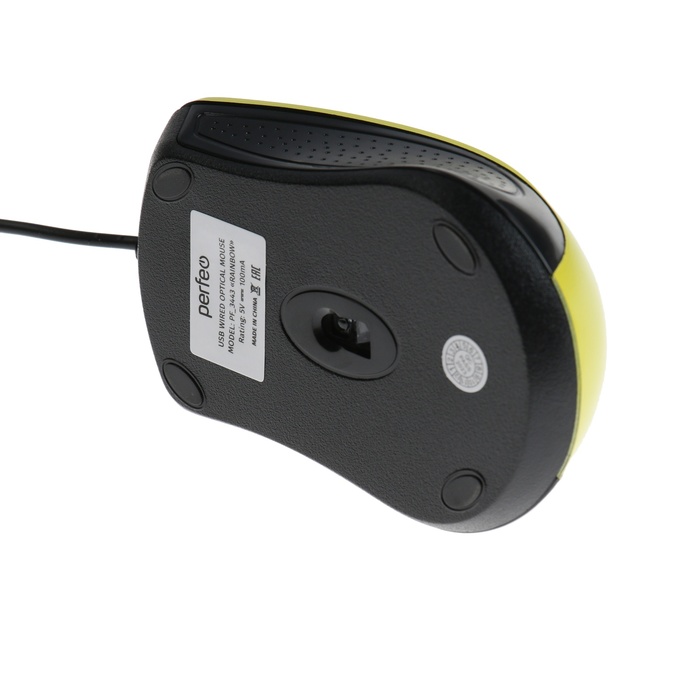 Мышь Perfeo RAINBOW, проводная, оптическая, 1000 dpi, USB, жёлтая