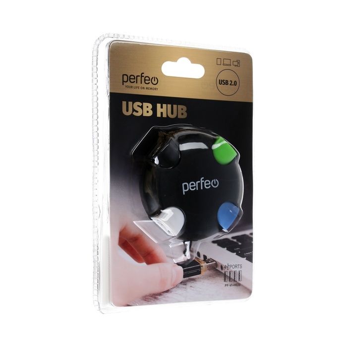 Разветвитель USB (Hub) Perfeo PF-VI-H020, 4 порта, USB 2.0, чёрный - фото 51553000